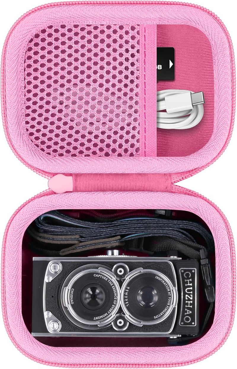 Baval Camera Case for CHUZHAO Vintage Mini Digital Camera,Compatible with Portable TLR Style Retro Compact Small Pocket Autofocus Camera(Pink Case) - Image 1